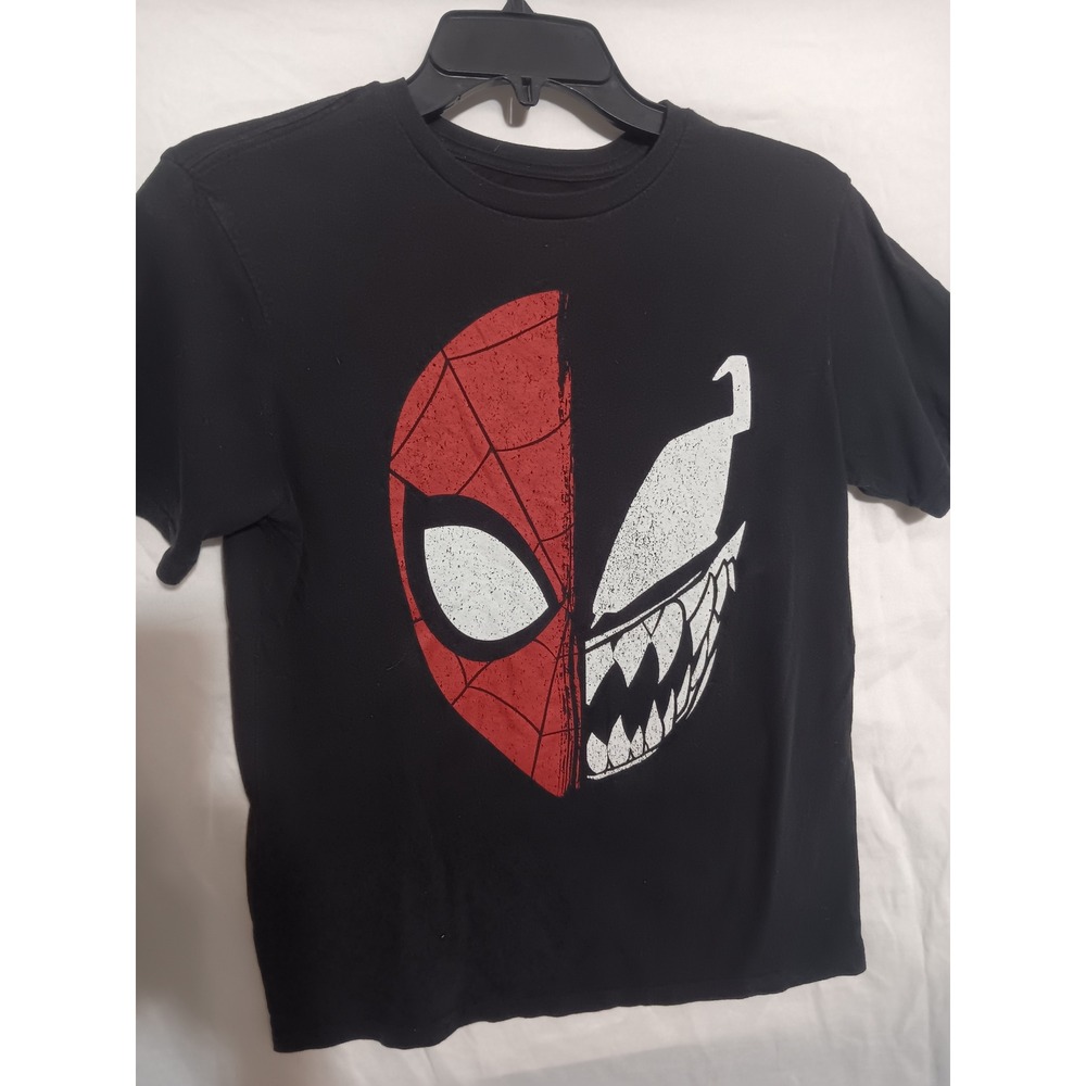 Marvel Boys Spider-Man Venom Split Face Graphic T-Shirt Black XL 14/16